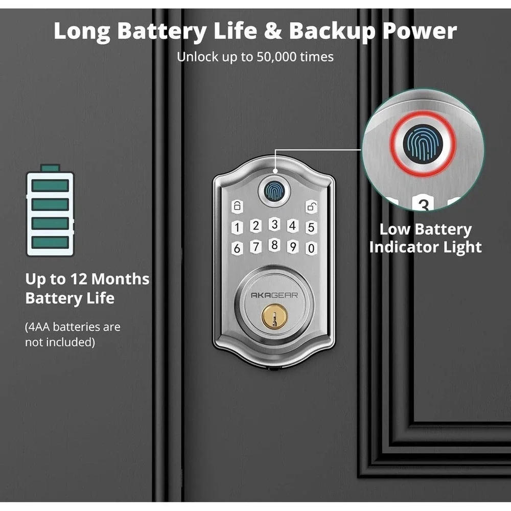 AkaGear DS10 Keyless Entry Door Lock with Door Knob, Fingerprint‎ Door Lock